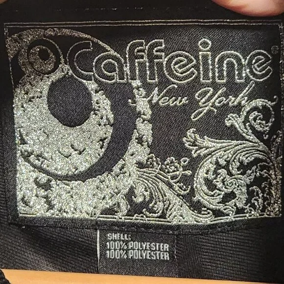 VTG Caffeine New York Men Size XL Black Y2K Light Weight Jacket Caffeine Culture